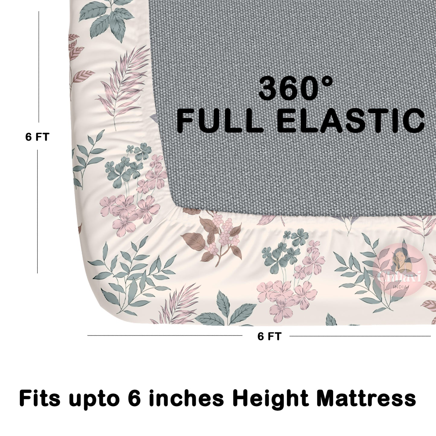 CHHAVI INDIA 210 TC Microfiber Double Fitted  Size Printed Bedsheet with pillow covers