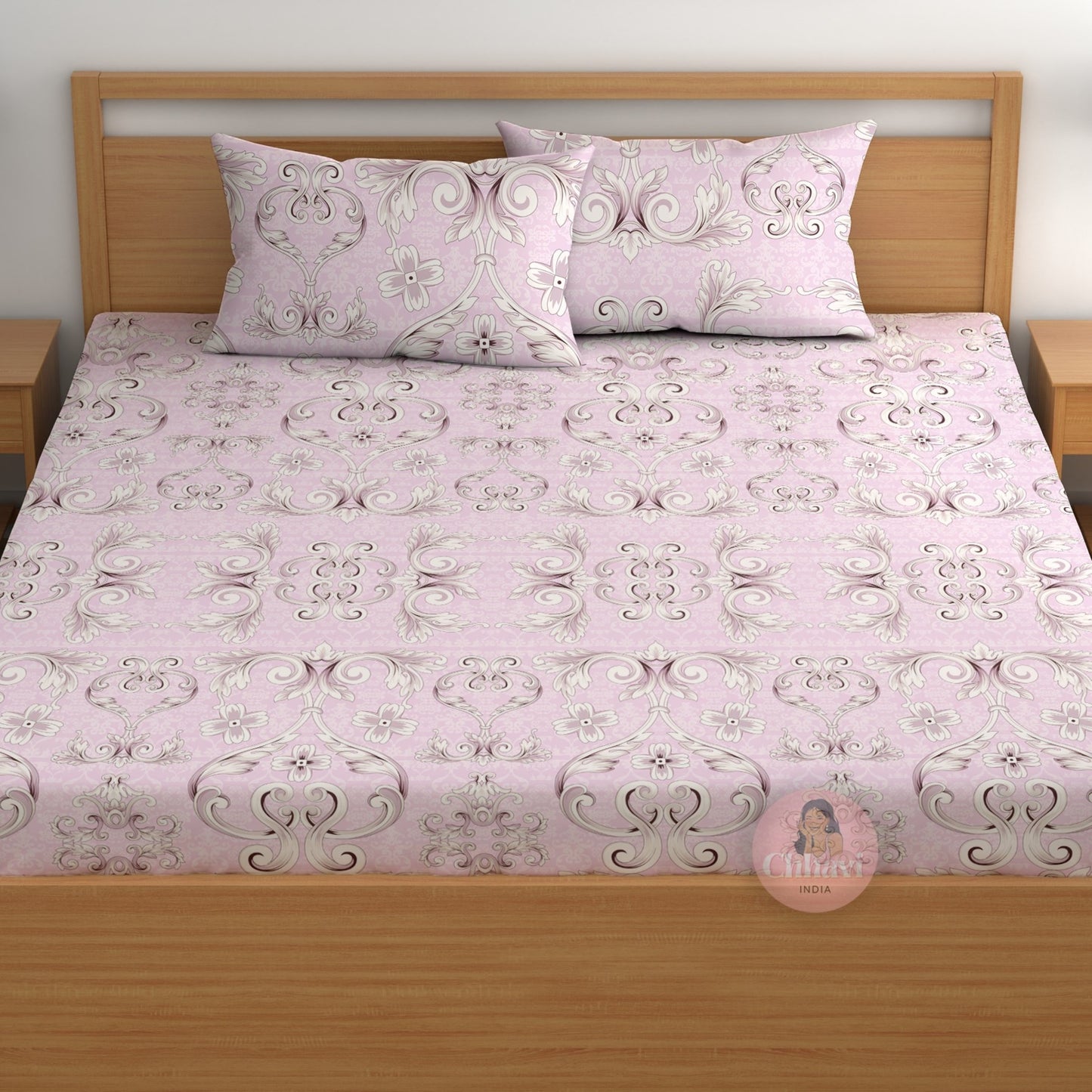 CHHAVI INDIA 180 TC Microfiber Printed Double Bedsheet With 2 Pillow Covers