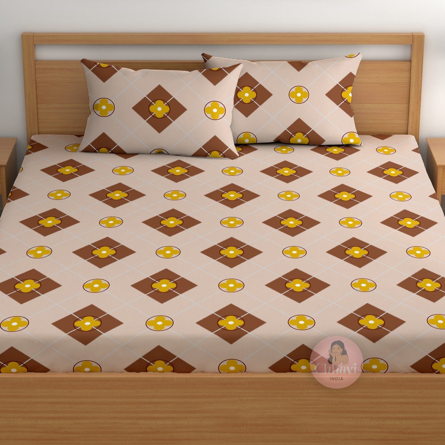 CHHAVI INDIA 180 TC Microfiber Printed Double Bedsheet With 2 Pillow Covers