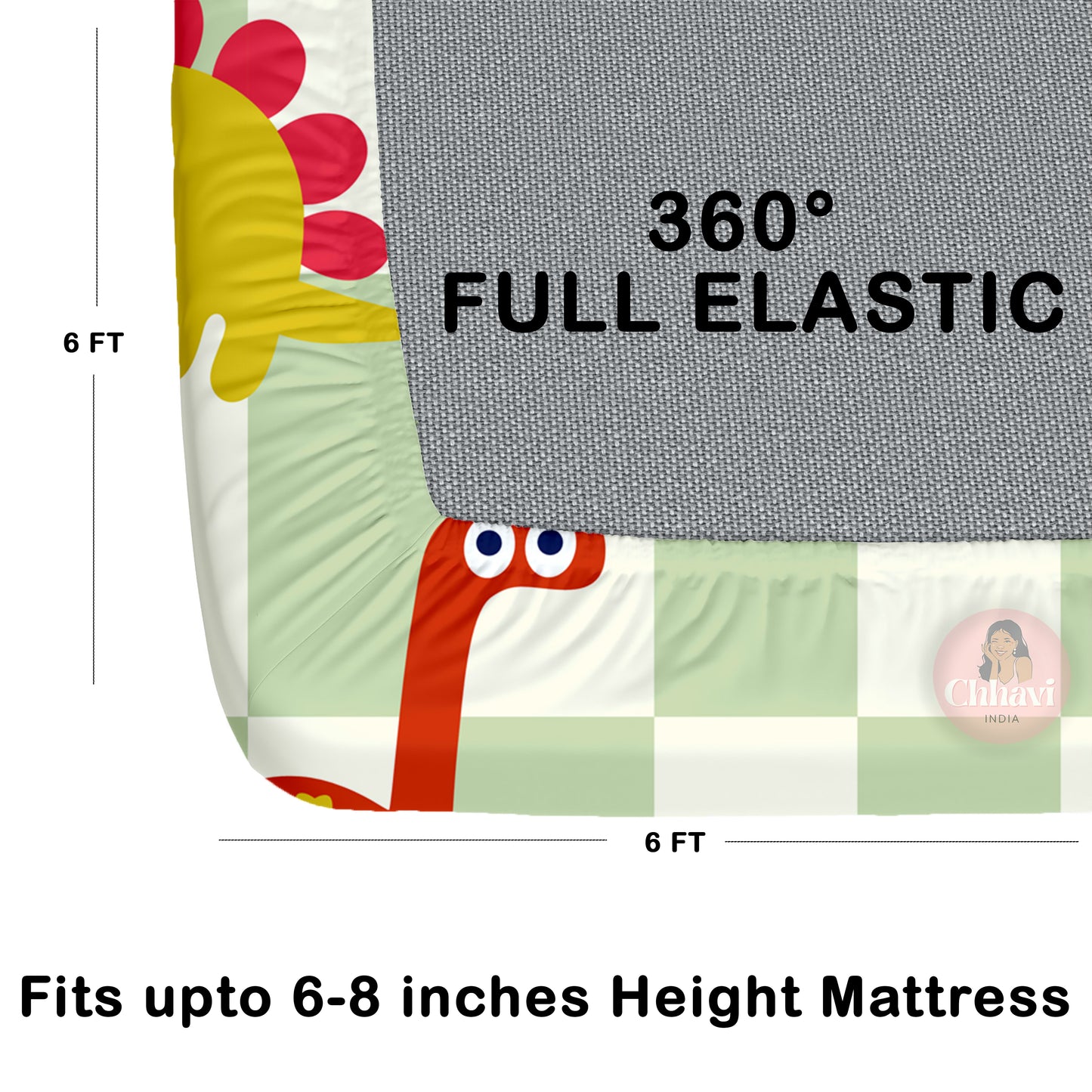 CHHAVI INDIA 210 TC Microfiber Double Fitted  Size Printed Bedsheet with pillow covers