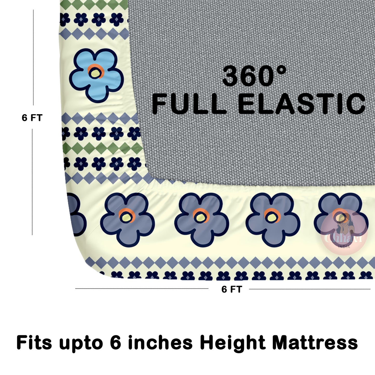 CHHAVI INDIA 210 TC Microfiber Double Fitted  Size Printed Bedsheet with pillow covers