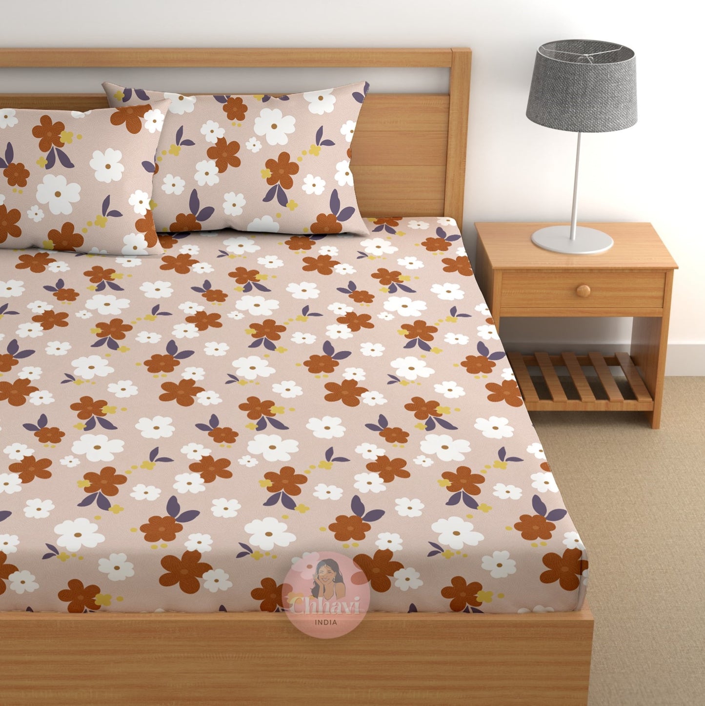 CHHAVI INDIA 180 TC Microfiber Printed Double Bedsheet With 2 Pillow Covers