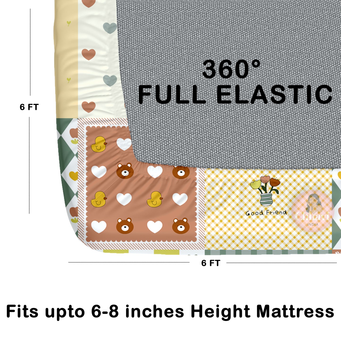 CHHAVI INDIA 210 TC Microfiber Double Fitted  Size Printed Bedsheet with pillow covers