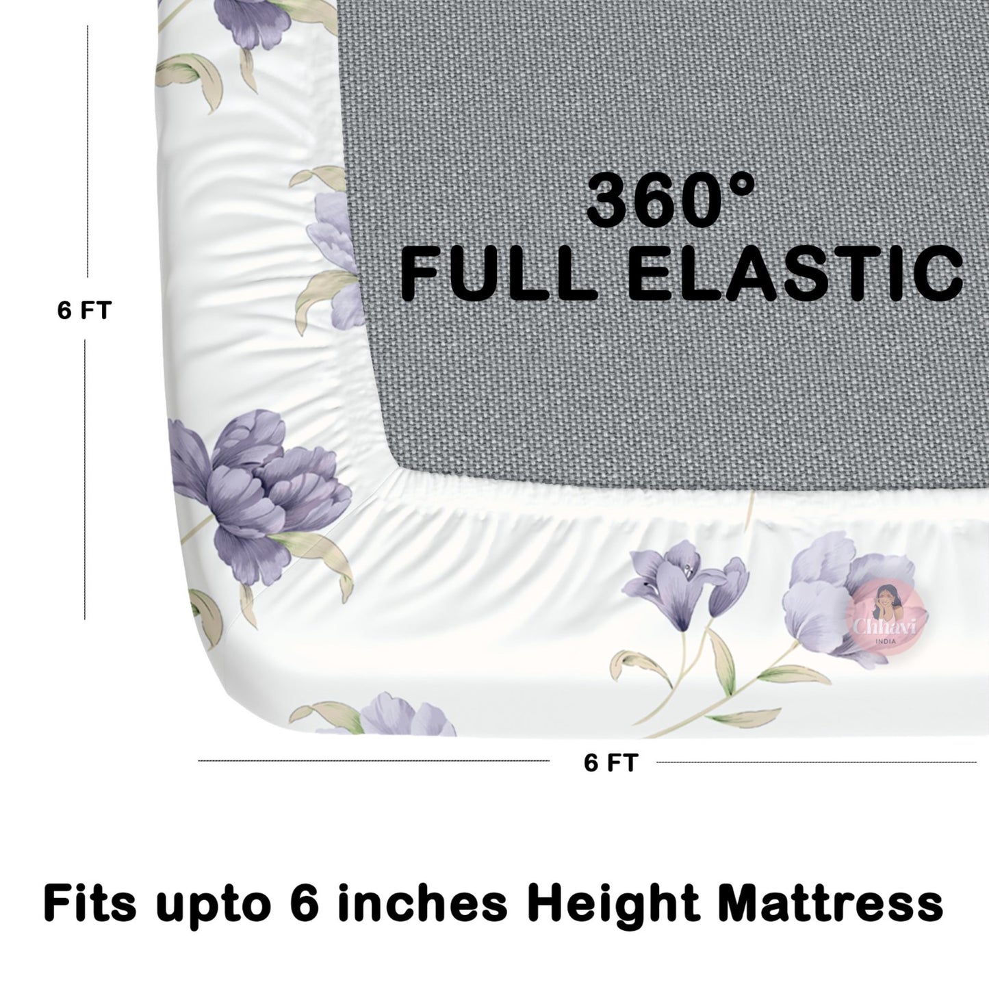 CHHAVI INDIA 180 TC Microfiber Double Fitted  Size Printed Bedsheet