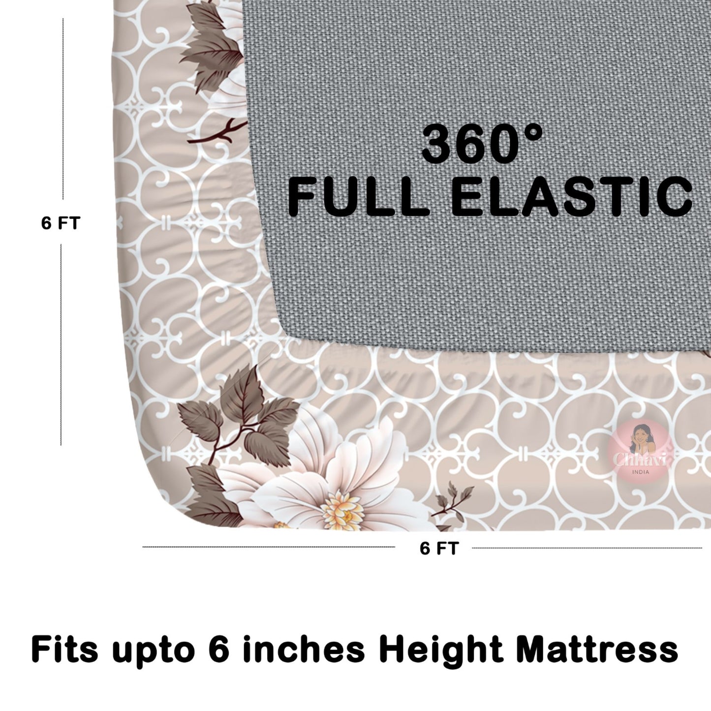 CHHAVI INDIA 180 TC Microfiber Double Fitted  Size Printed Bedsheet