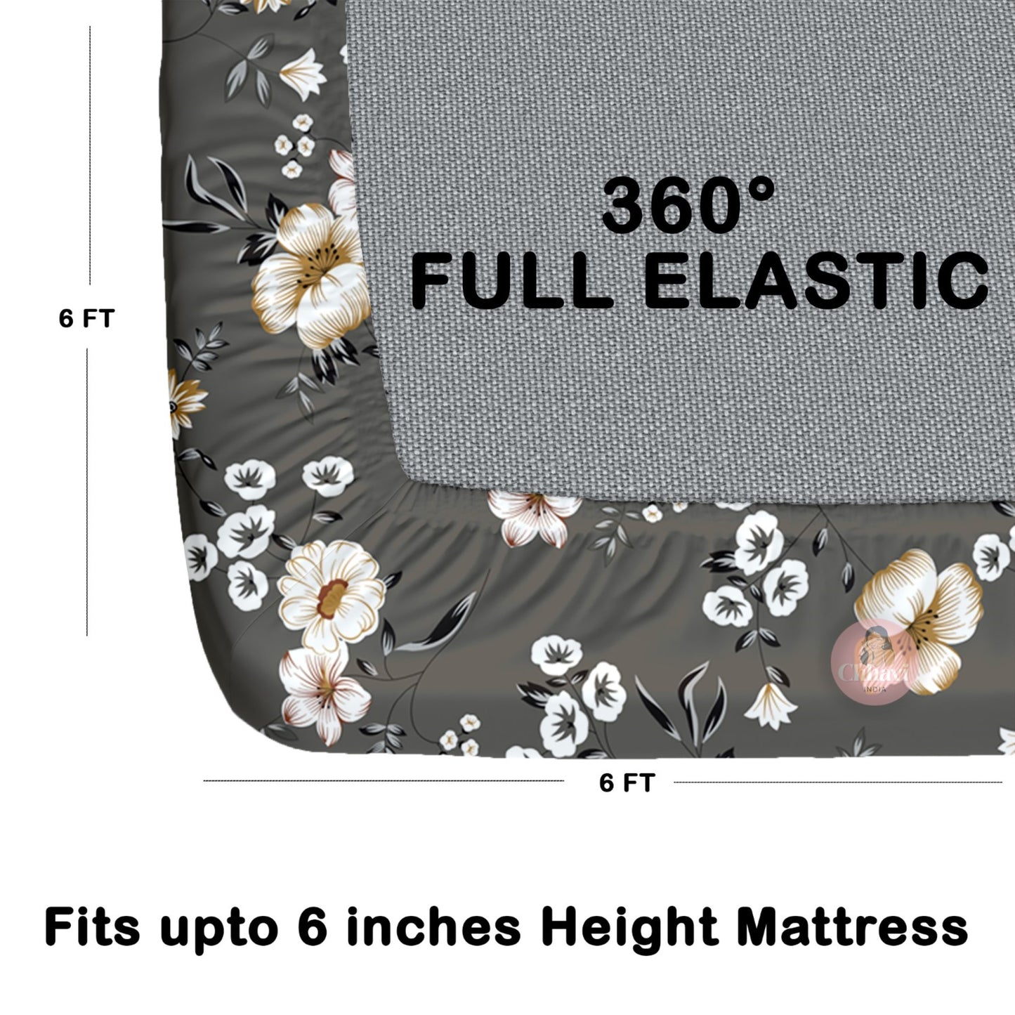 CHHAVI INDIA 180 TC Microfiber Double Fitted  Size Printed Bedsheet