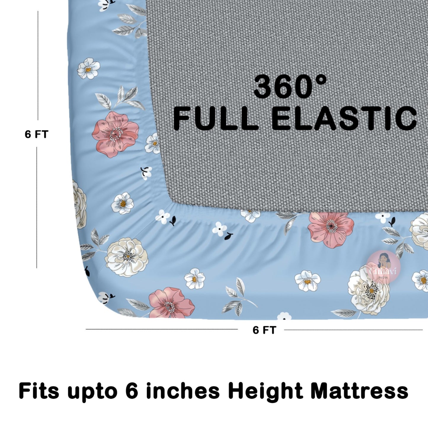 CHHAVI INDIA 180 TC Microfiber Double Fitted  Size Printed Bedsheet
