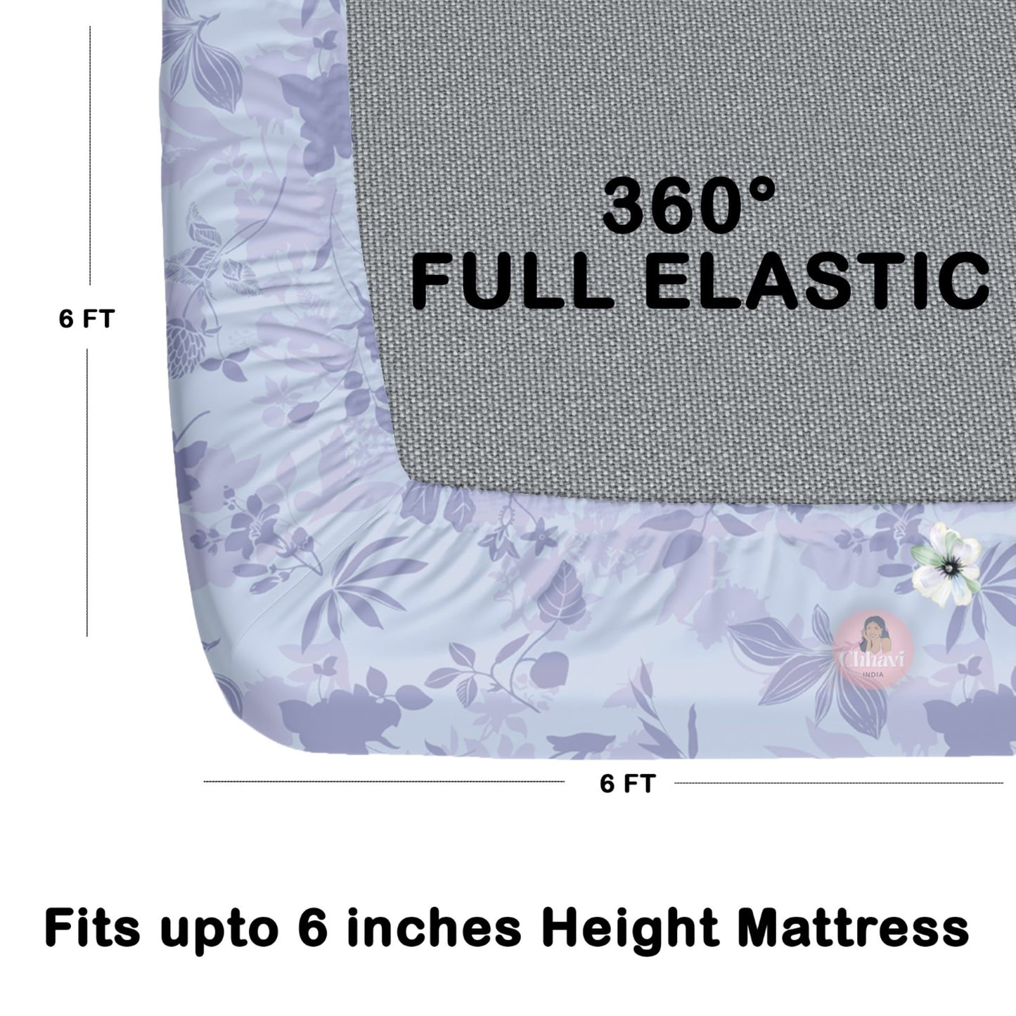 CHHAVI INDIA 180 TC Microfiber Double Fitted  Size Printed Bedsheet