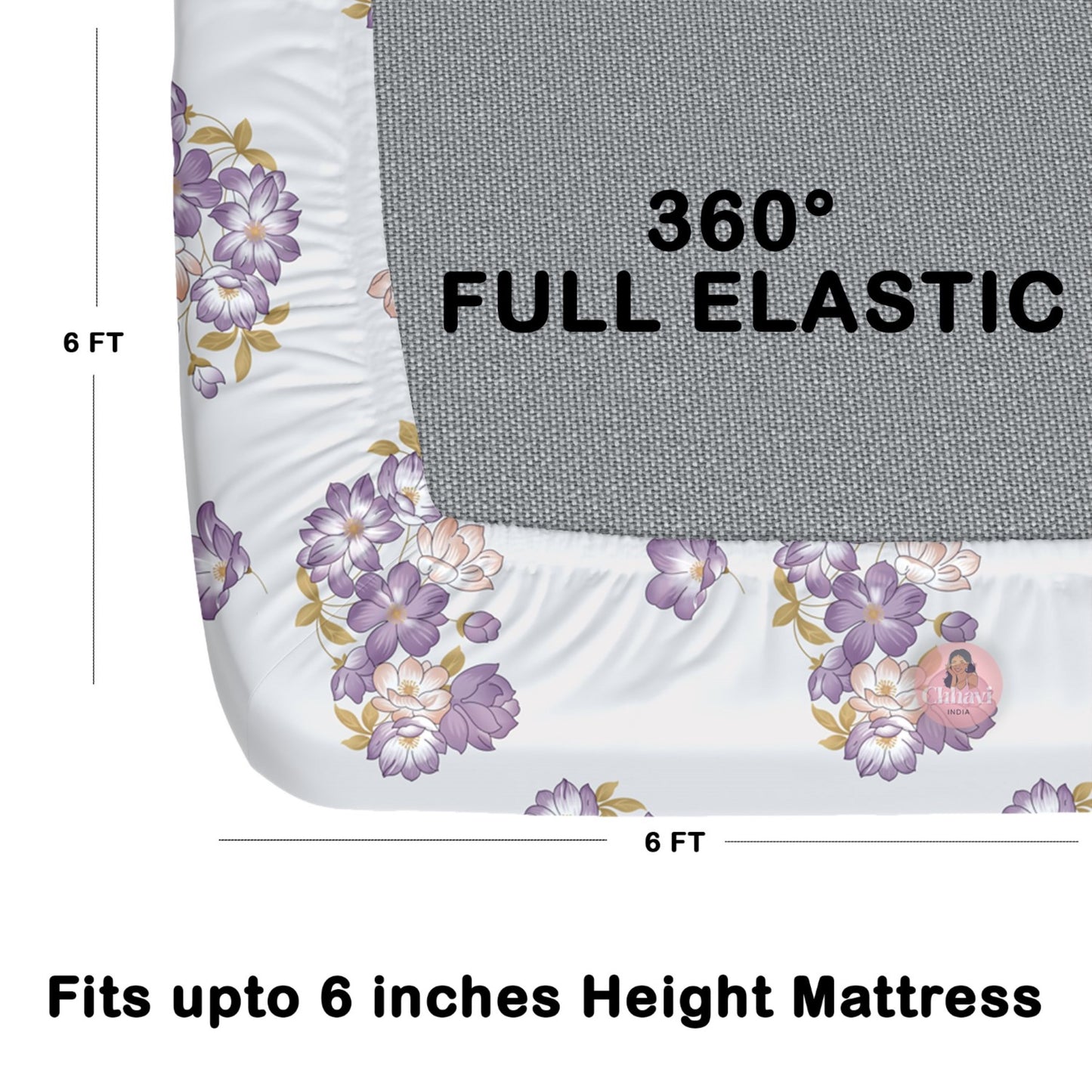 CHHAVI INDIA 180 TC Microfiber Double Fitted  Size Printed Bedsheet