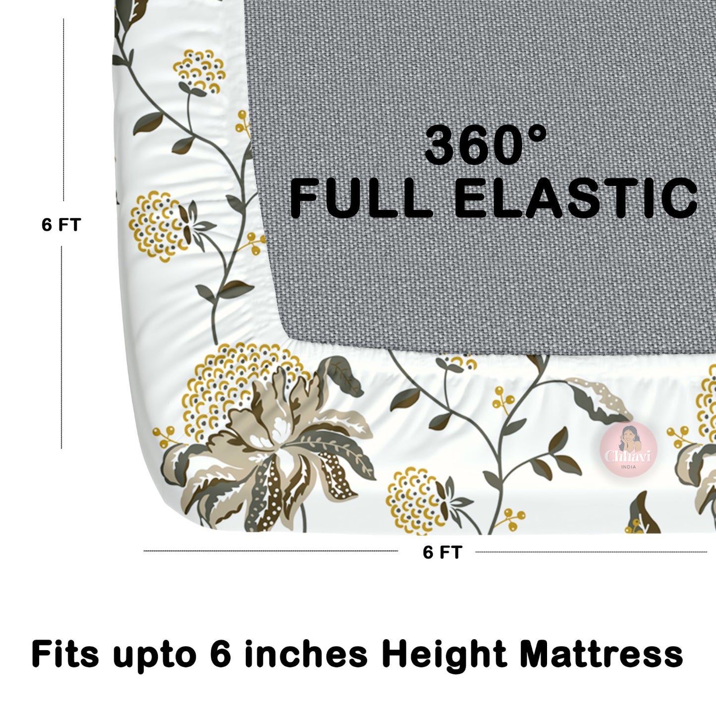 CHHAVI INDIA 180 TC Microfiber Double Fitted  Size Printed Bedsheet