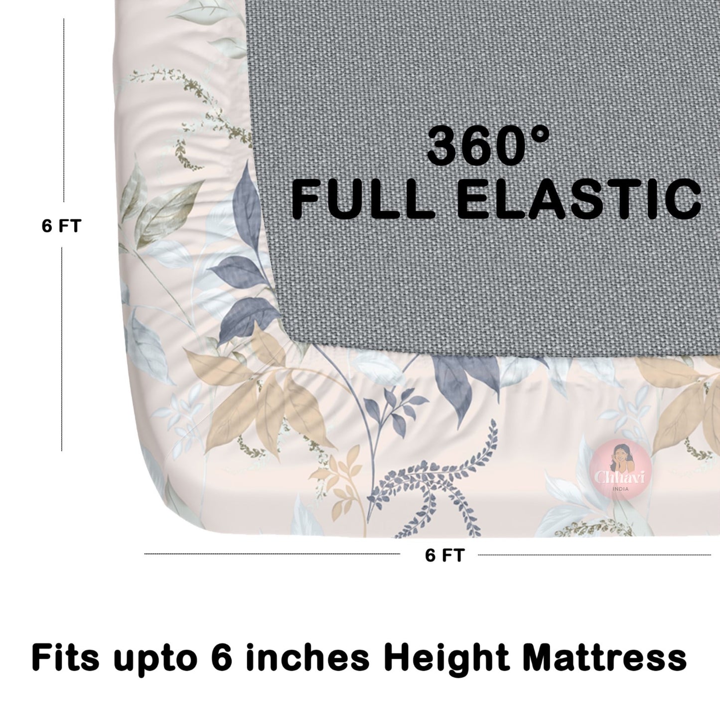 CHHAVI INDIA 180 TC Microfiber Double Fitted  Size Printed Bedsheet