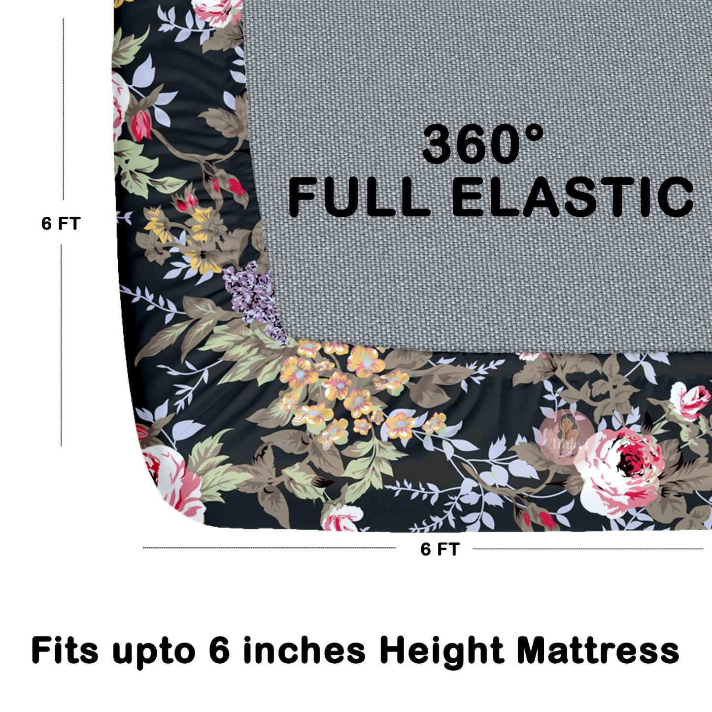 CHHAVI INDIA 180 TC Microfiber Double Fitted  Size Printed Bedsheet