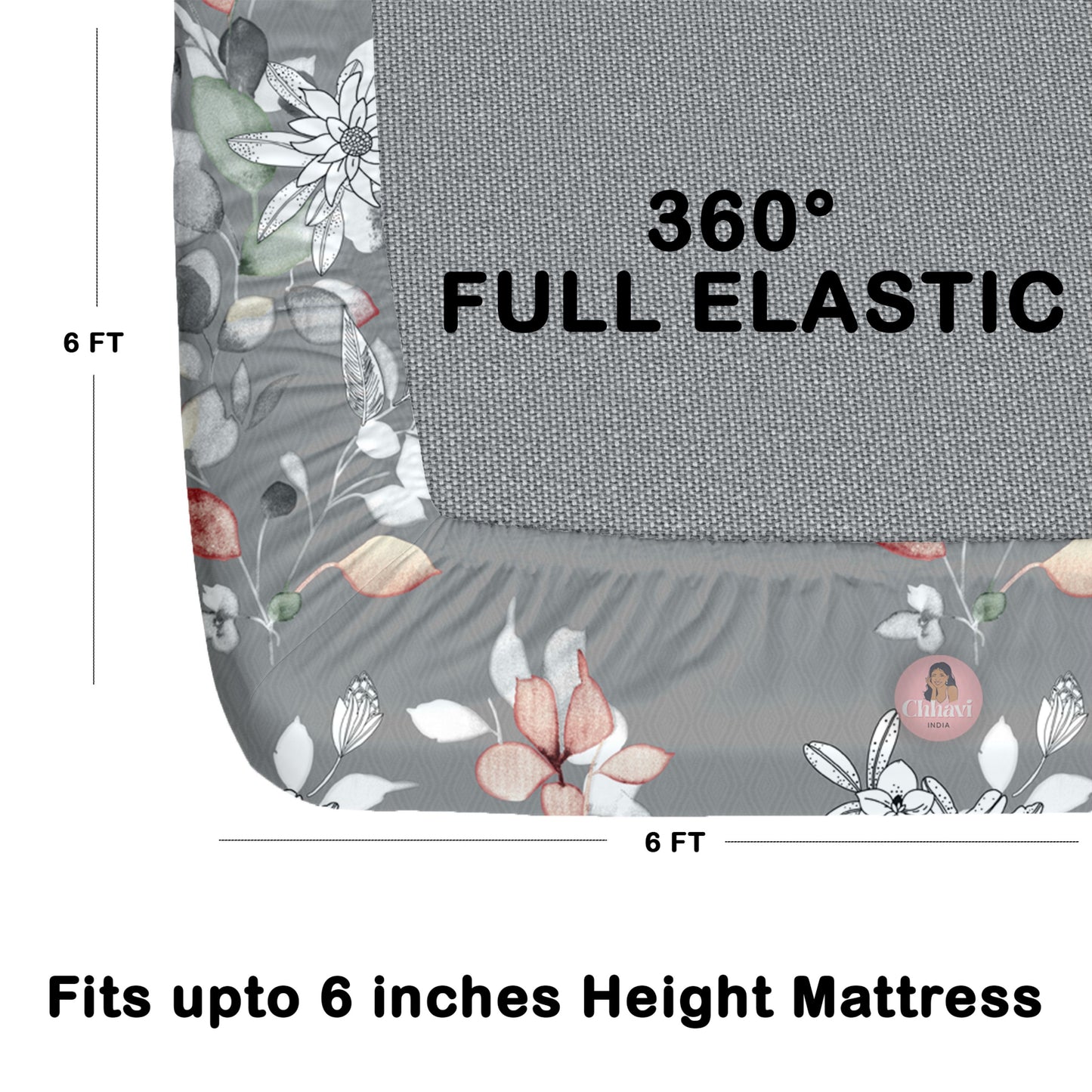 CHHAVI INDIA 180 TC Microfiber Double Fitted  Size Printed Bedsheet