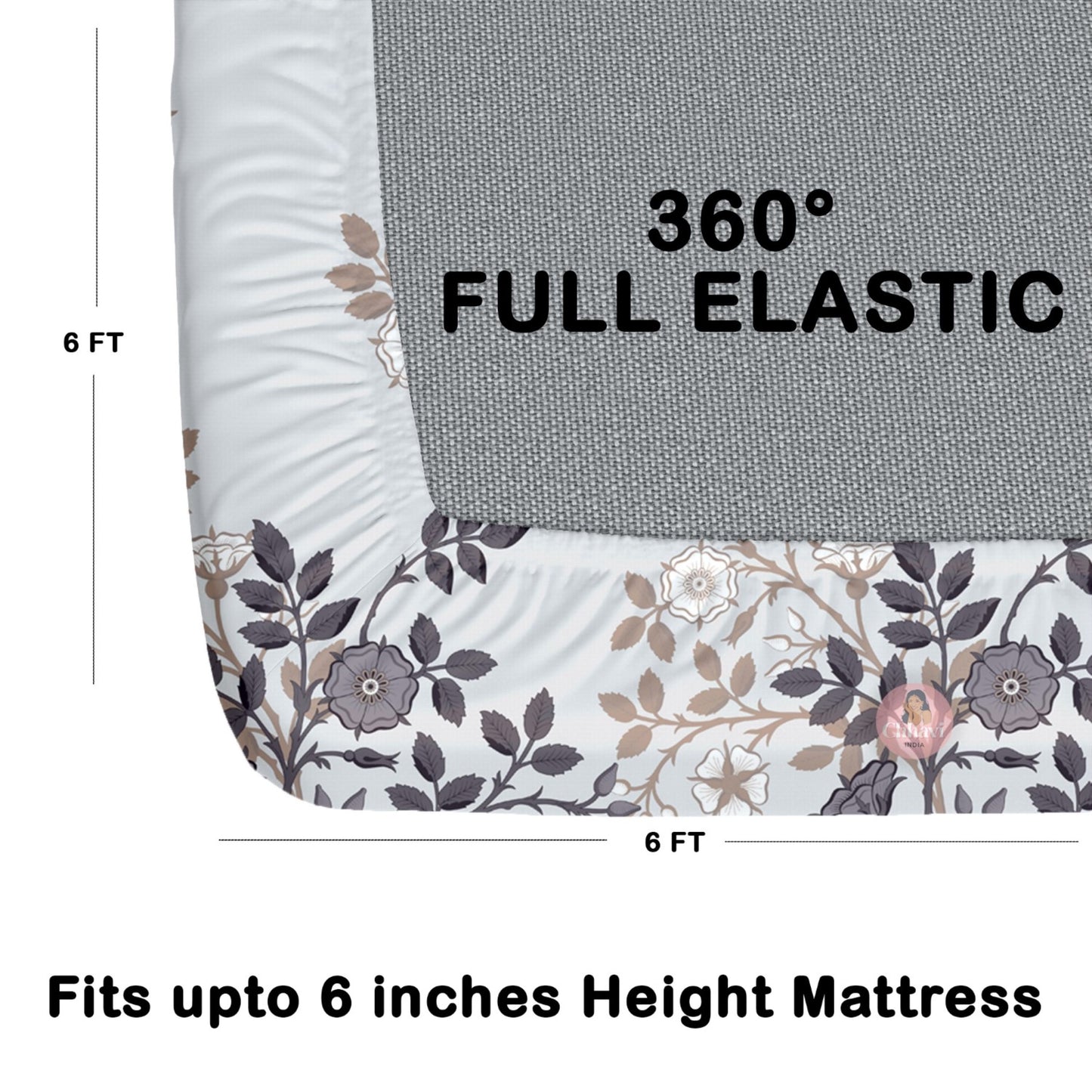 CHHAVI INDIA 180 TC Microfiber Double Fitted  Size Printed Bedsheet
