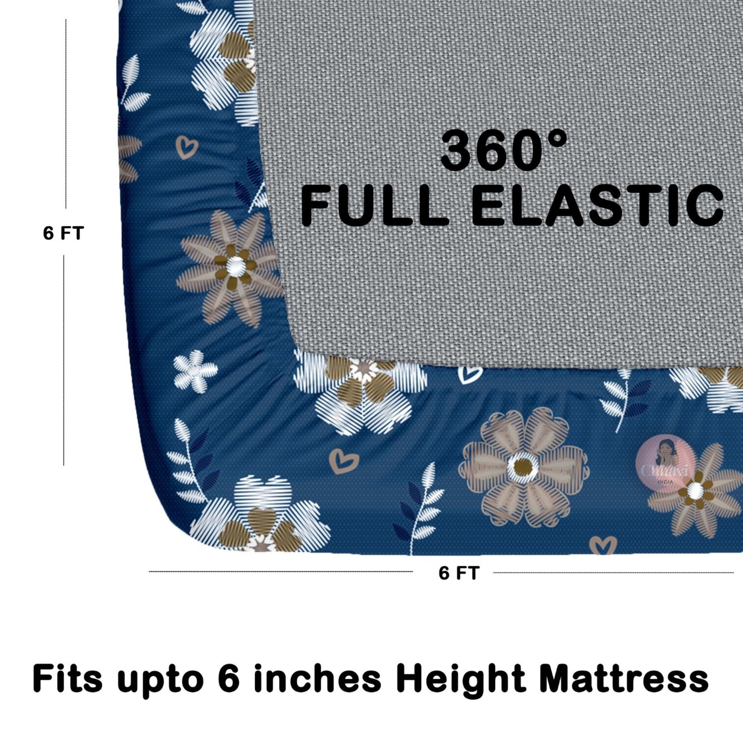 CHHAVI INDIA 180 TC Microfiber Double Fitted  Size Printed Bedsheet