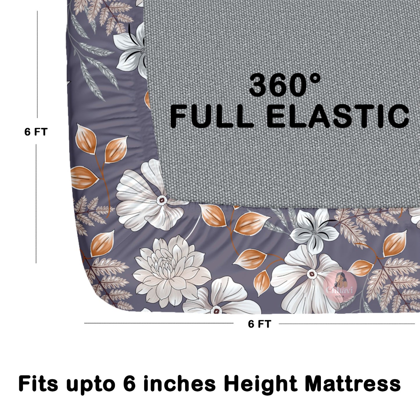 CHHAVI INDIA 180 TC Microfiber Double Fitted  Size Printed Bedsheet