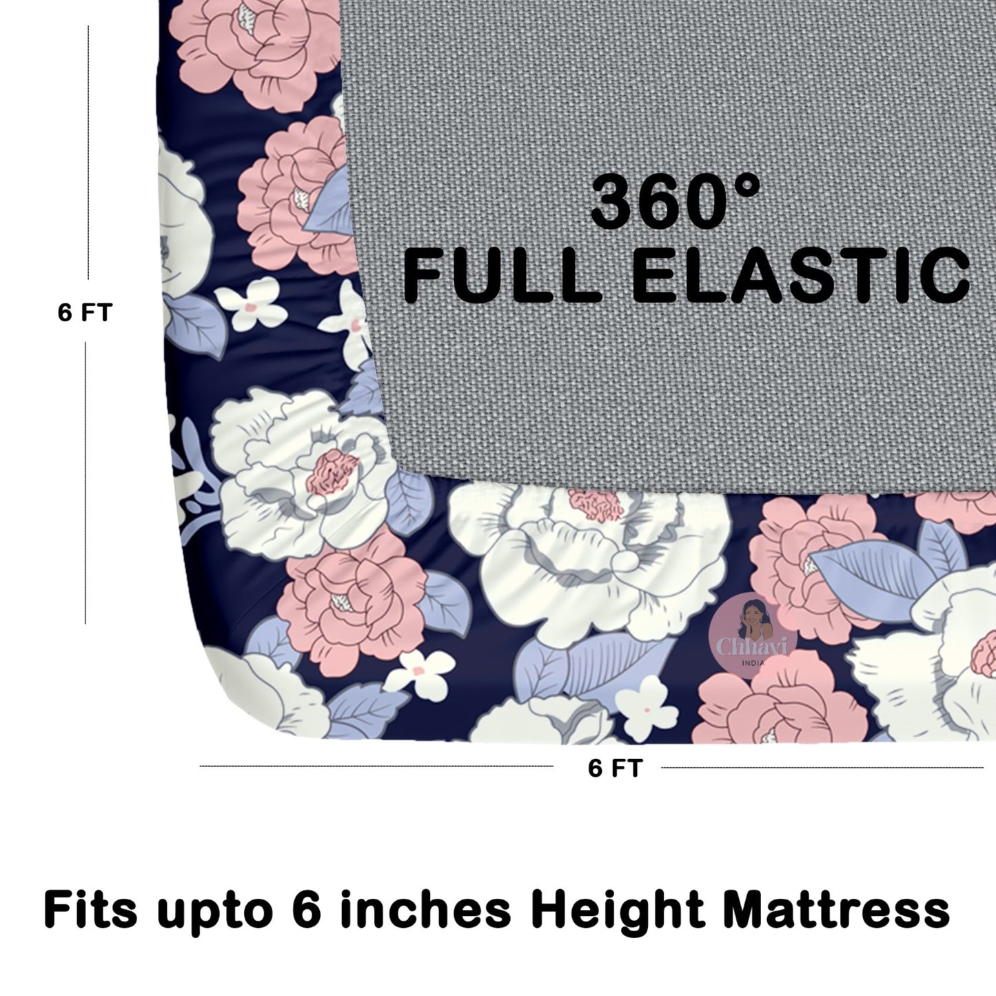 CHHAVI INDIA 180 TC Microfiber Double Fitted  Size Printed Bedsheet