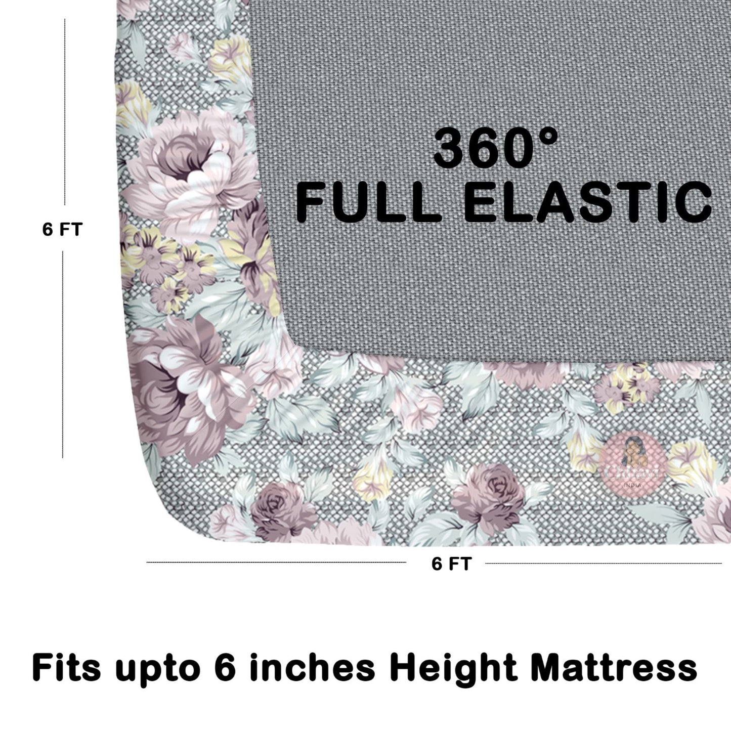 CHHAVI INDIA 180 TC Microfiber Double Fitted  Size Printed Bedsheet