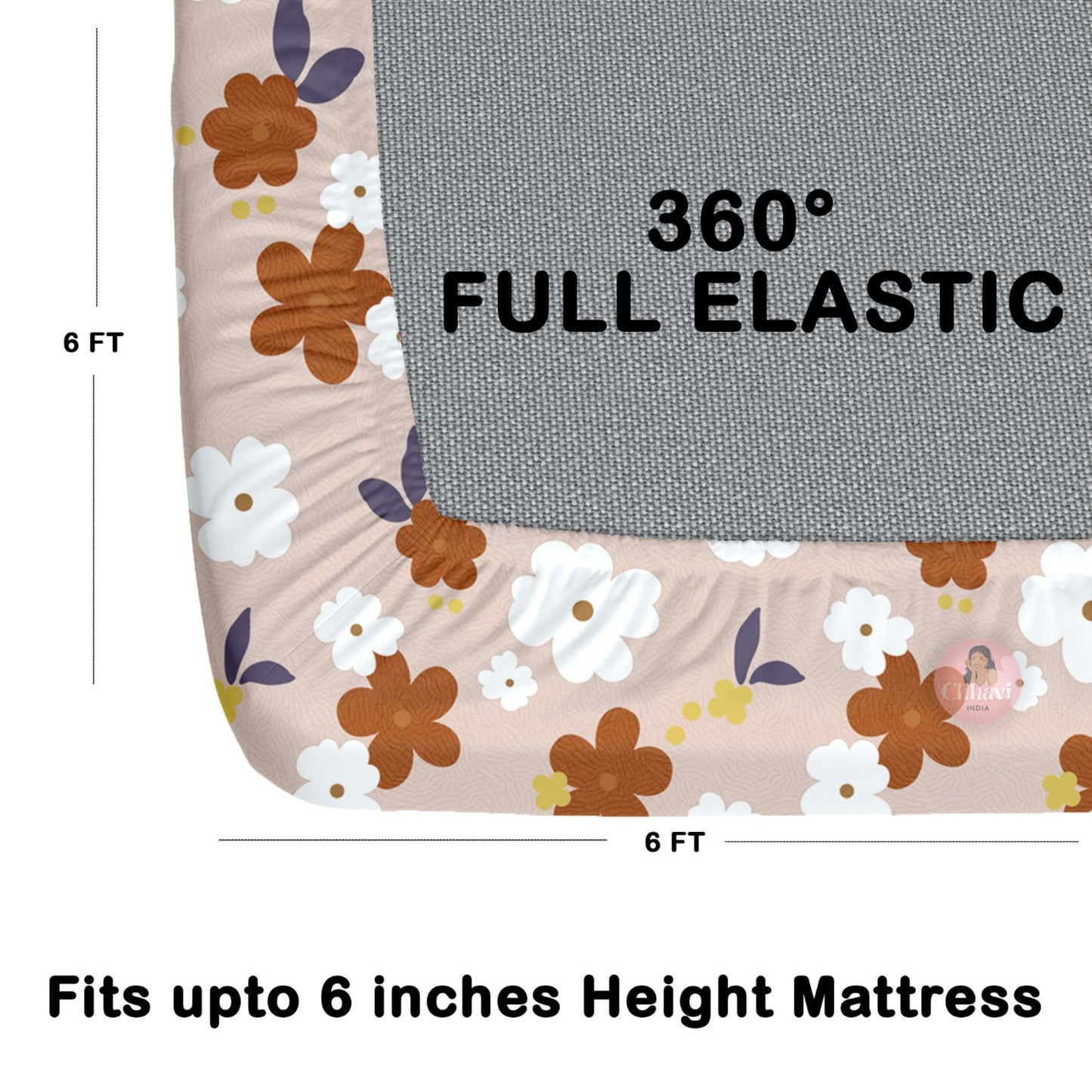 CHHAVI INDIA 180 TC Microfiber Double Fitted  Size Printed Bedsheet