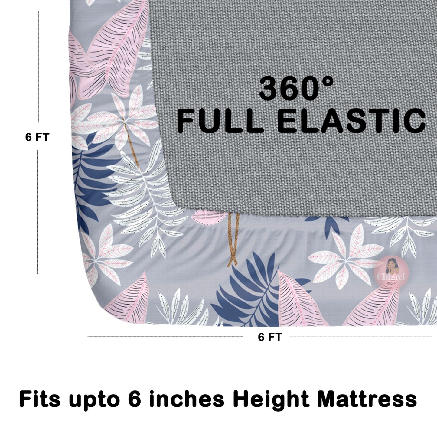 CHHAVI INDIA 180 TC Microfiber Double Fitted  Size Printed Bedsheet