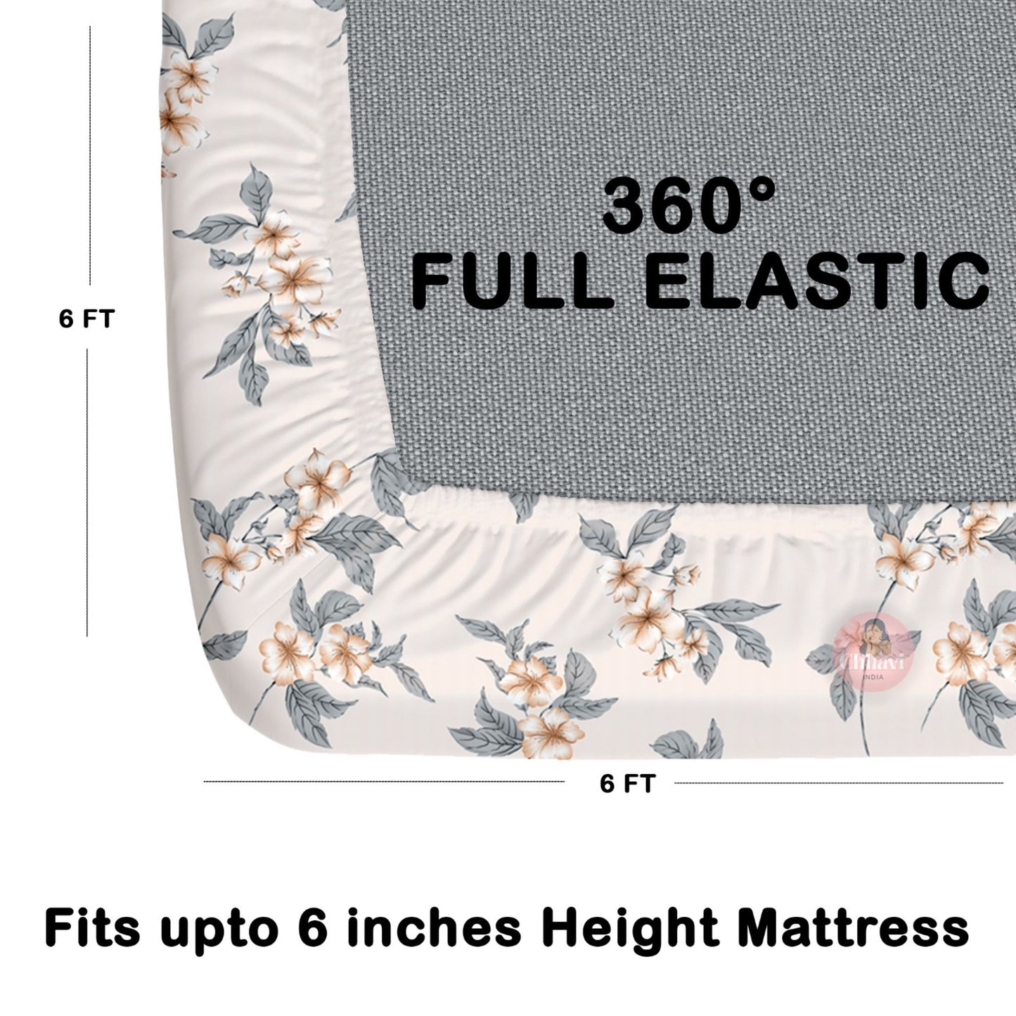 CHHAVI INDIA 180 TC Microfiber Double Fitted  Size Printed Bedsheet