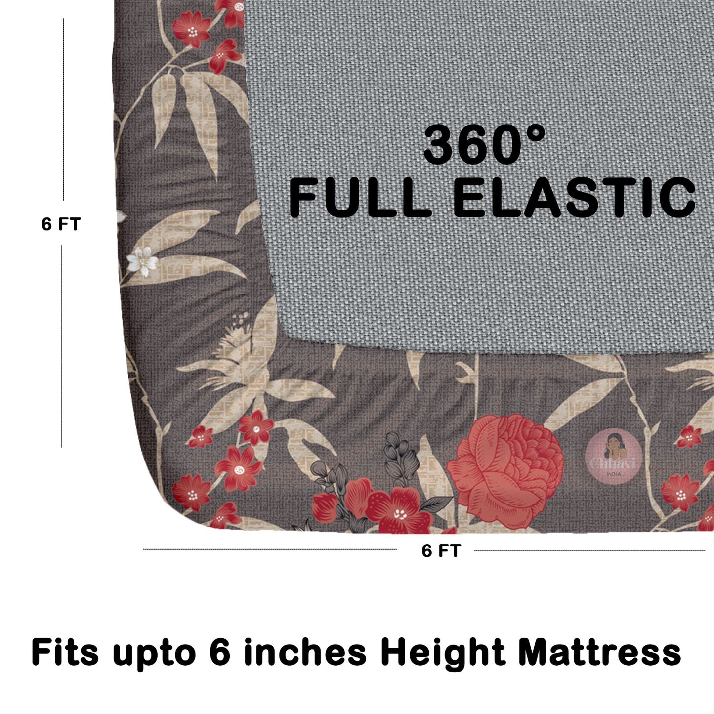 CHHAVI INDIA 180 TC Microfiber Double Fitted  Size Printed Bedsheet