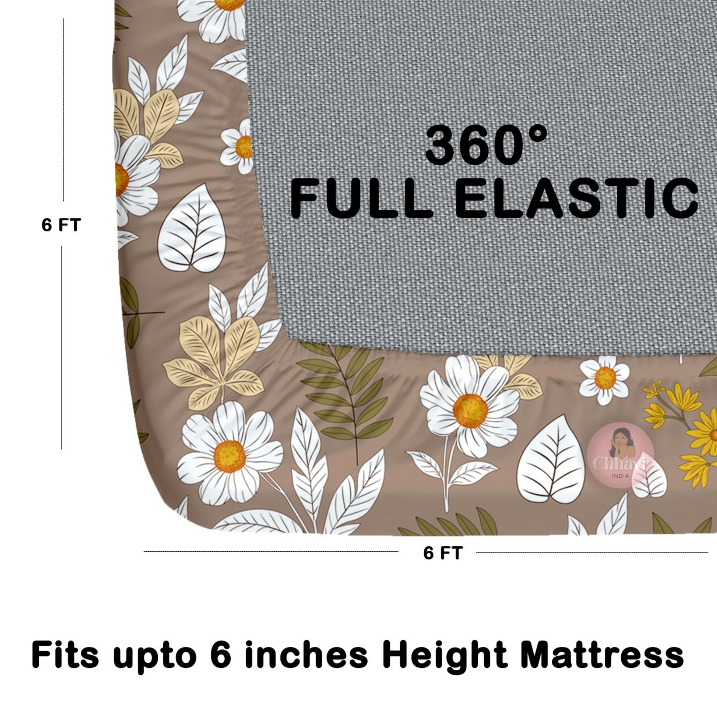CHHAVI INDIA 180 TC Microfiber Double Fitted  Size Printed Bedsheet