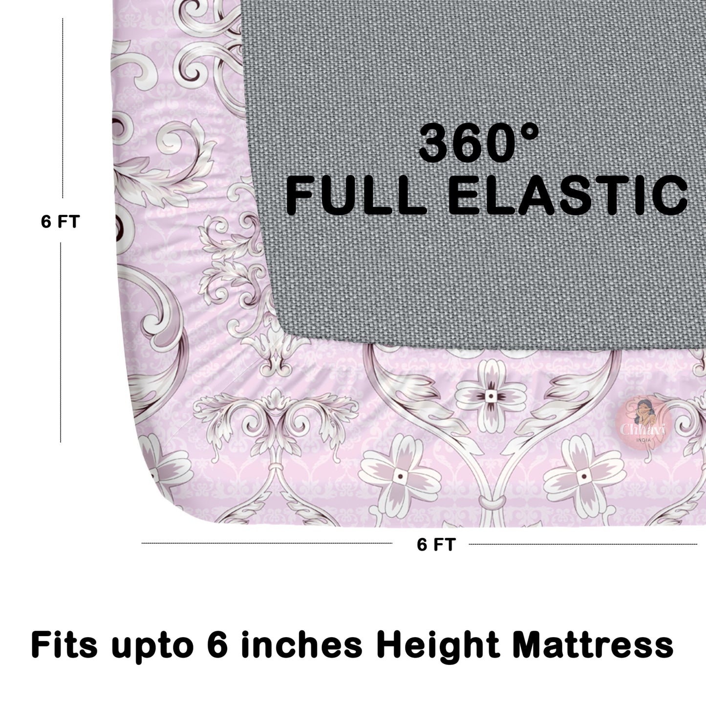 CHHAVI INDIA 180 TC Microfiber Double Fitted  Size Printed Bedsheet