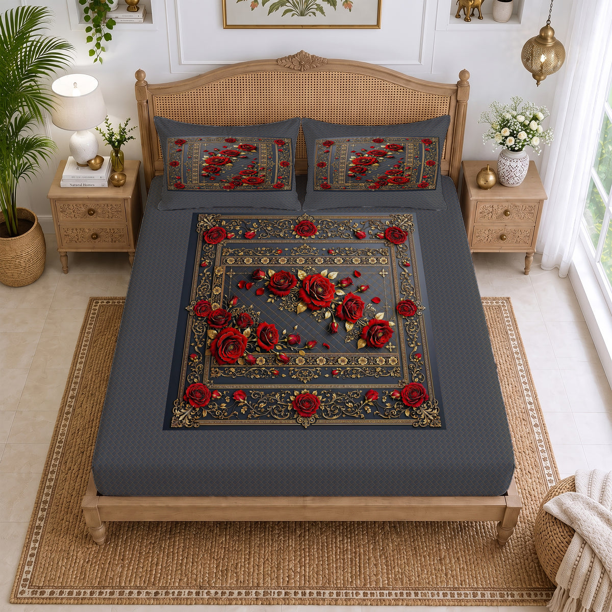 CHHAVI INDIA 210 TC Microfiber Printed King Size Bedsheet With 2 Pillow Covers