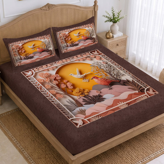CHHAVI INDIA 210 TC Microfiber Printed King Size Bedsheet With 2 Pillow Covers
