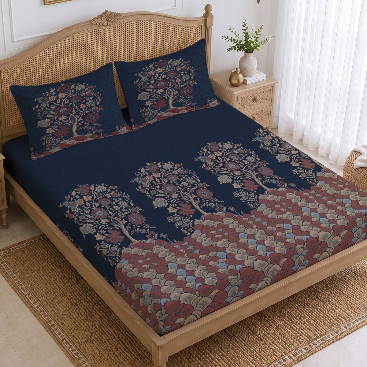 CHHAVI INDIA 210 TC Microfiber Printed King Size Bedsheet With 2 Pillow Covers
