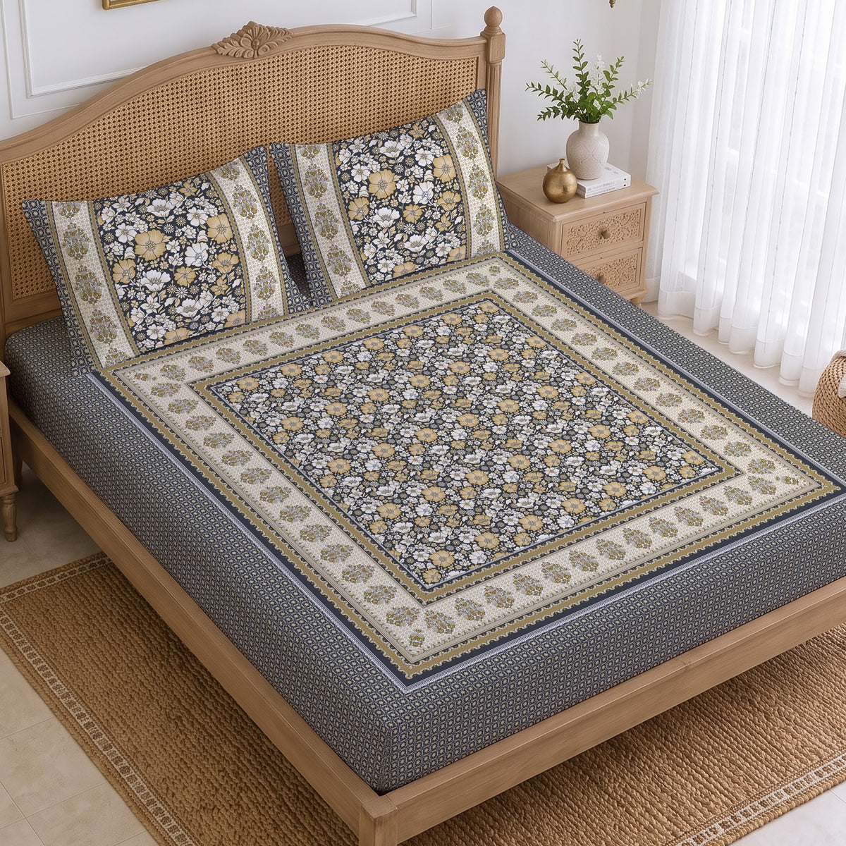 CHHAVI INDIA 210 TC Microfiber Printed King Size Bedsheet With 2 Pillow Covers