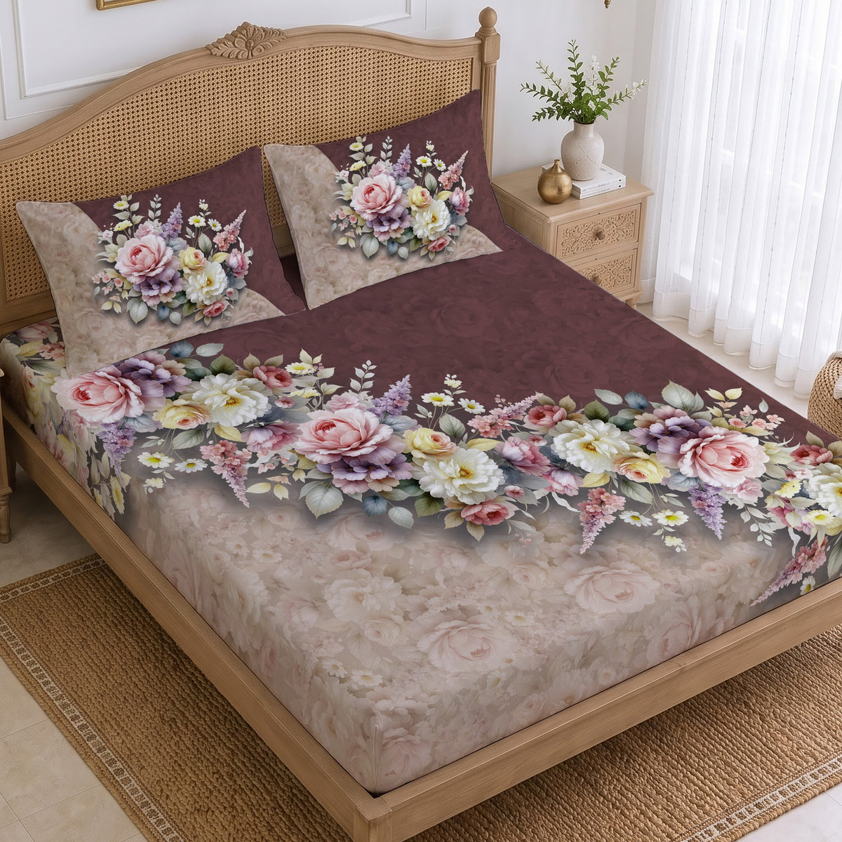 CHHAVI INDIA 210 TC Microfiber Printed King Size Bedsheet With 2 Pillow Covers