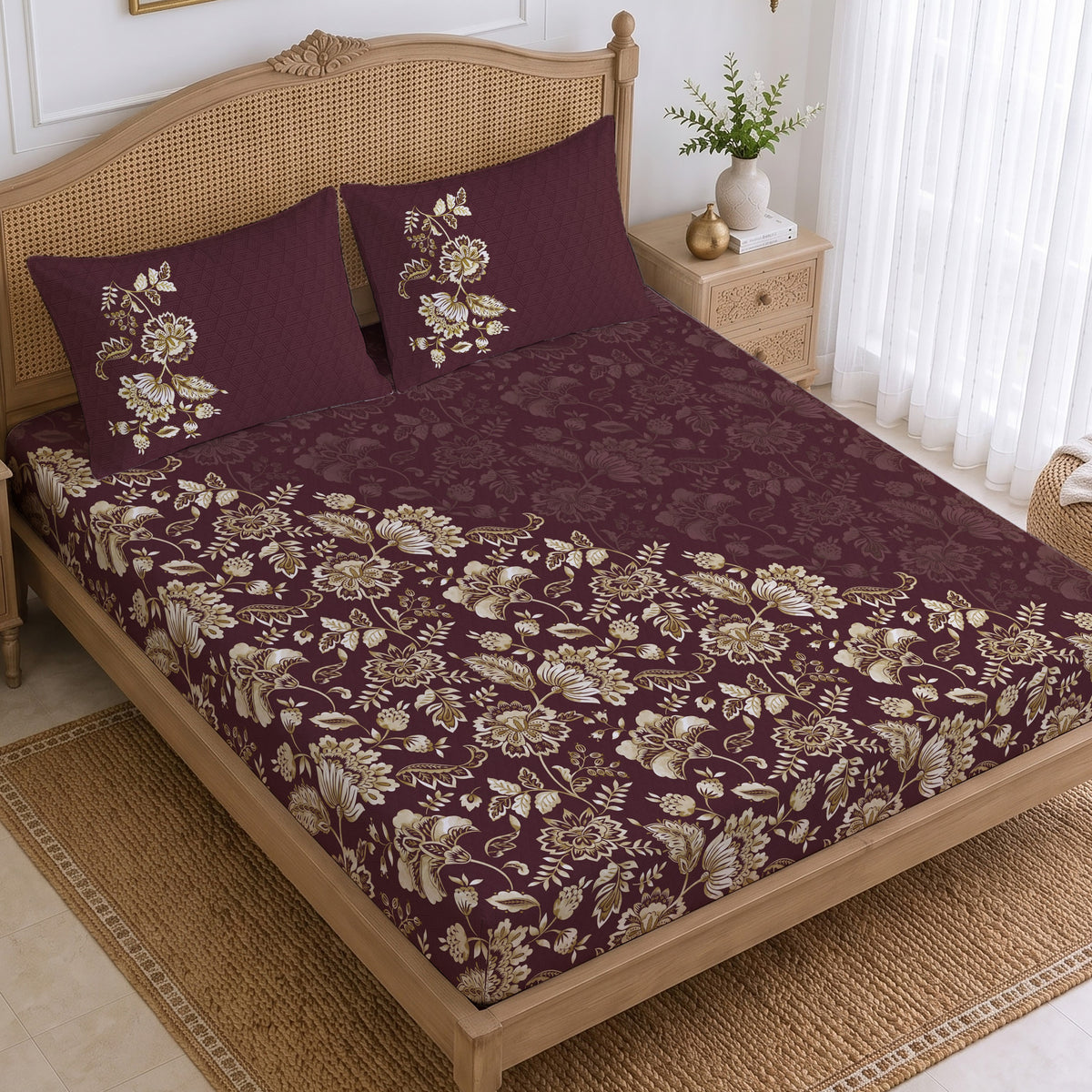 CHHAVI INDIA 210 TC Microfiber Printed King Size Bedsheet With 2 Pillow Covers