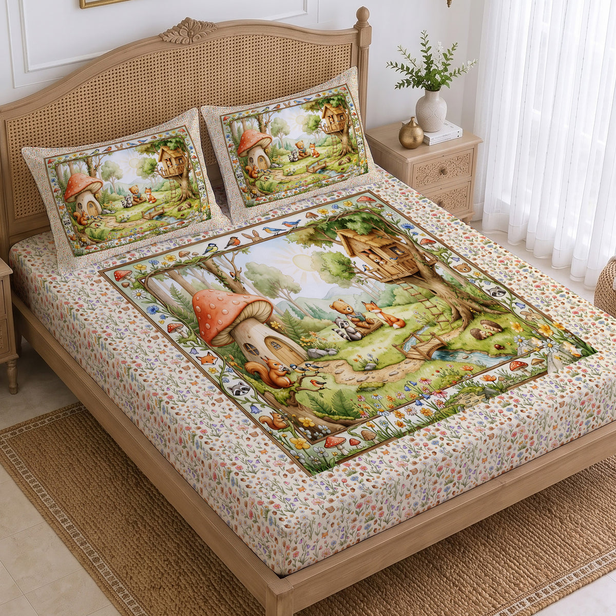CHHAVI INDIA 210 TC Microfiber Printed King Size Bedsheet With 2 Pillow Covers