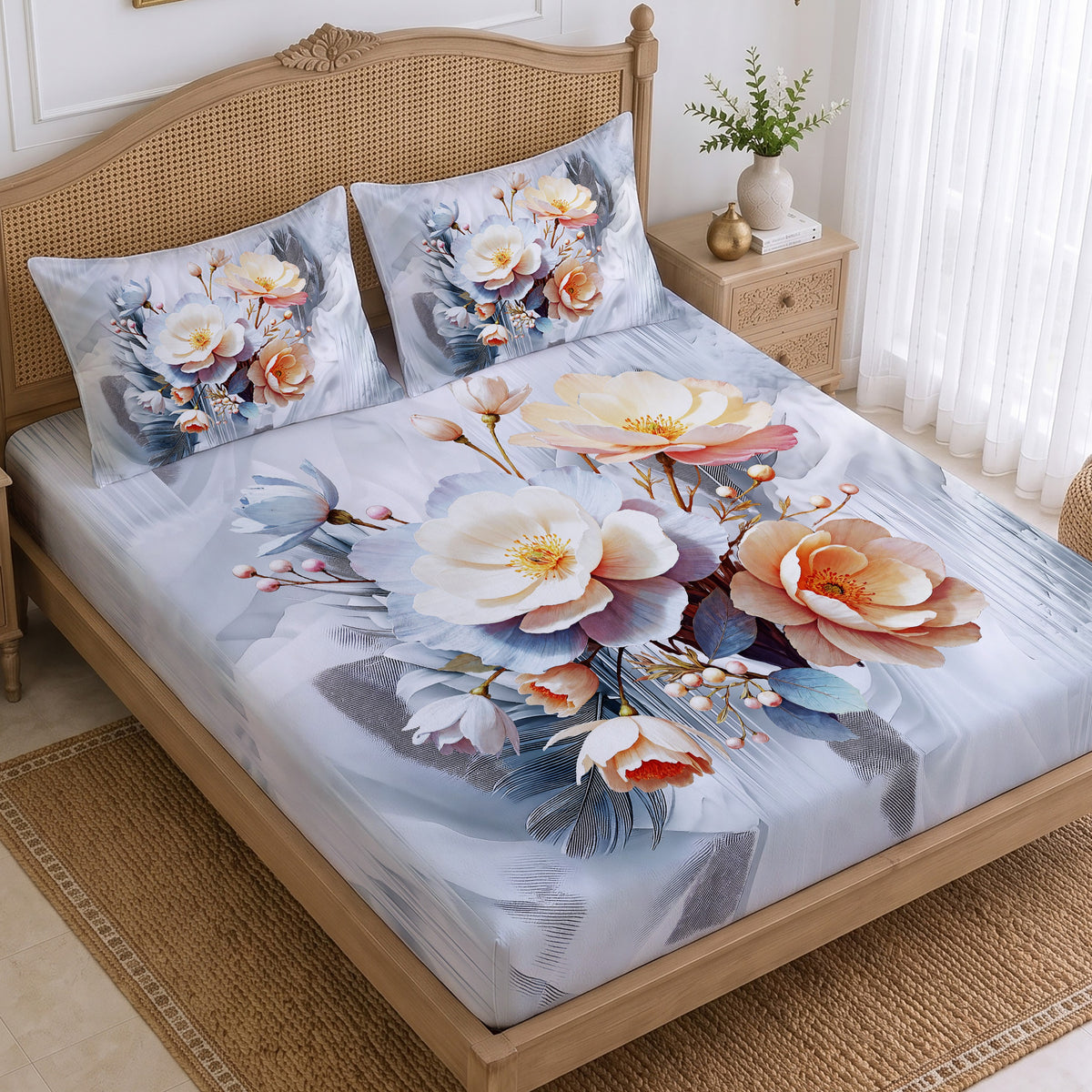 CHHAVI INDIA 210 TC Microfiber Printed King Size Bedsheet With 2 Pillow Covers