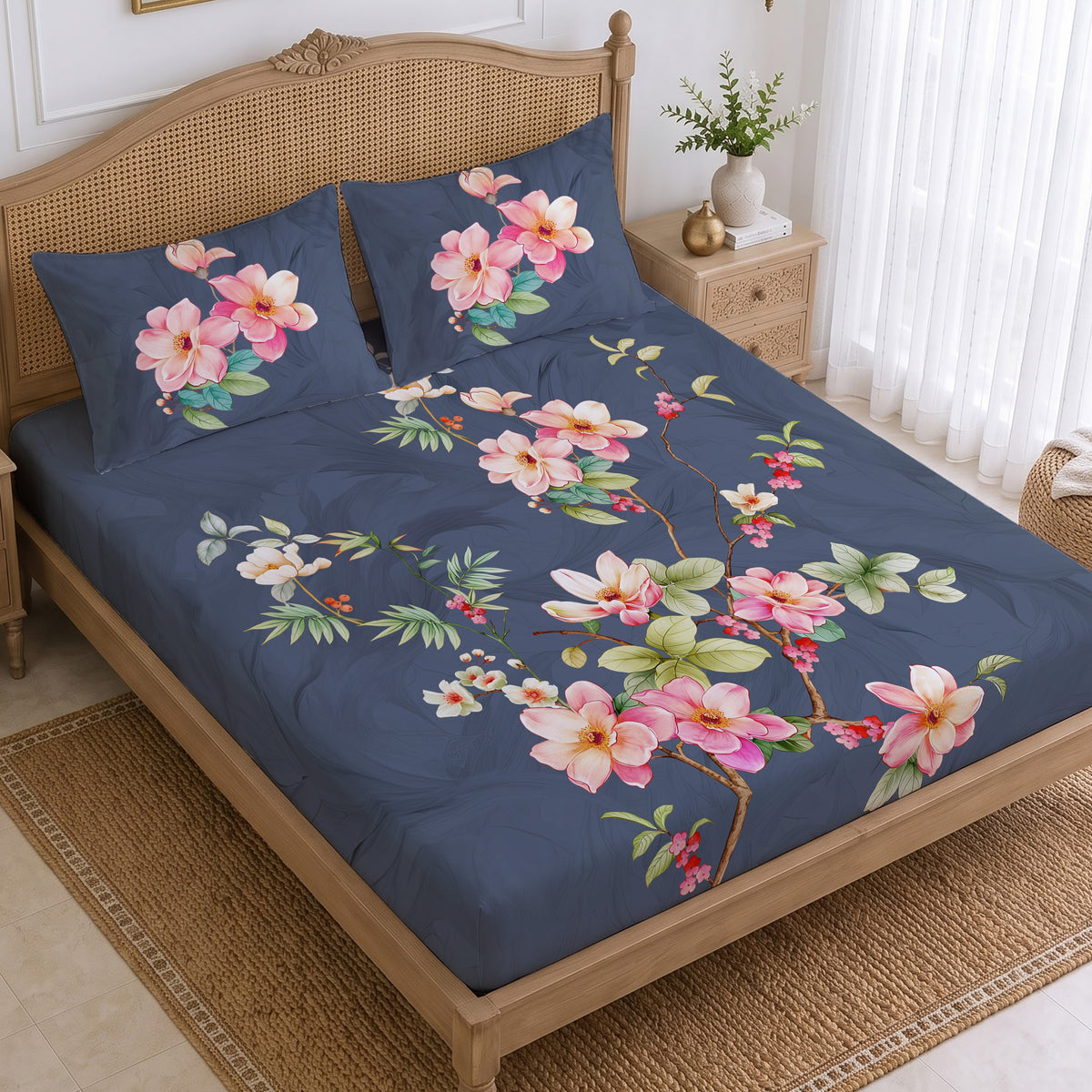 CHHAVI INDIA 210 TC Microfiber Printed King Size Bedsheet With 2 Pillow Covers