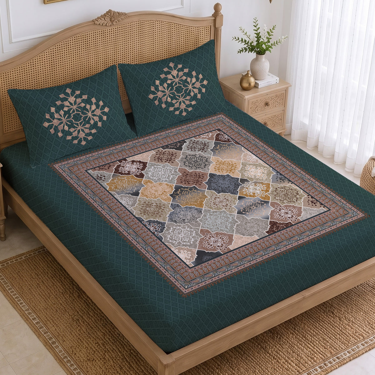 CHHAVI INDIA 210 TC Microfiber Printed King Size Bedsheet With 2 Pillow Covers