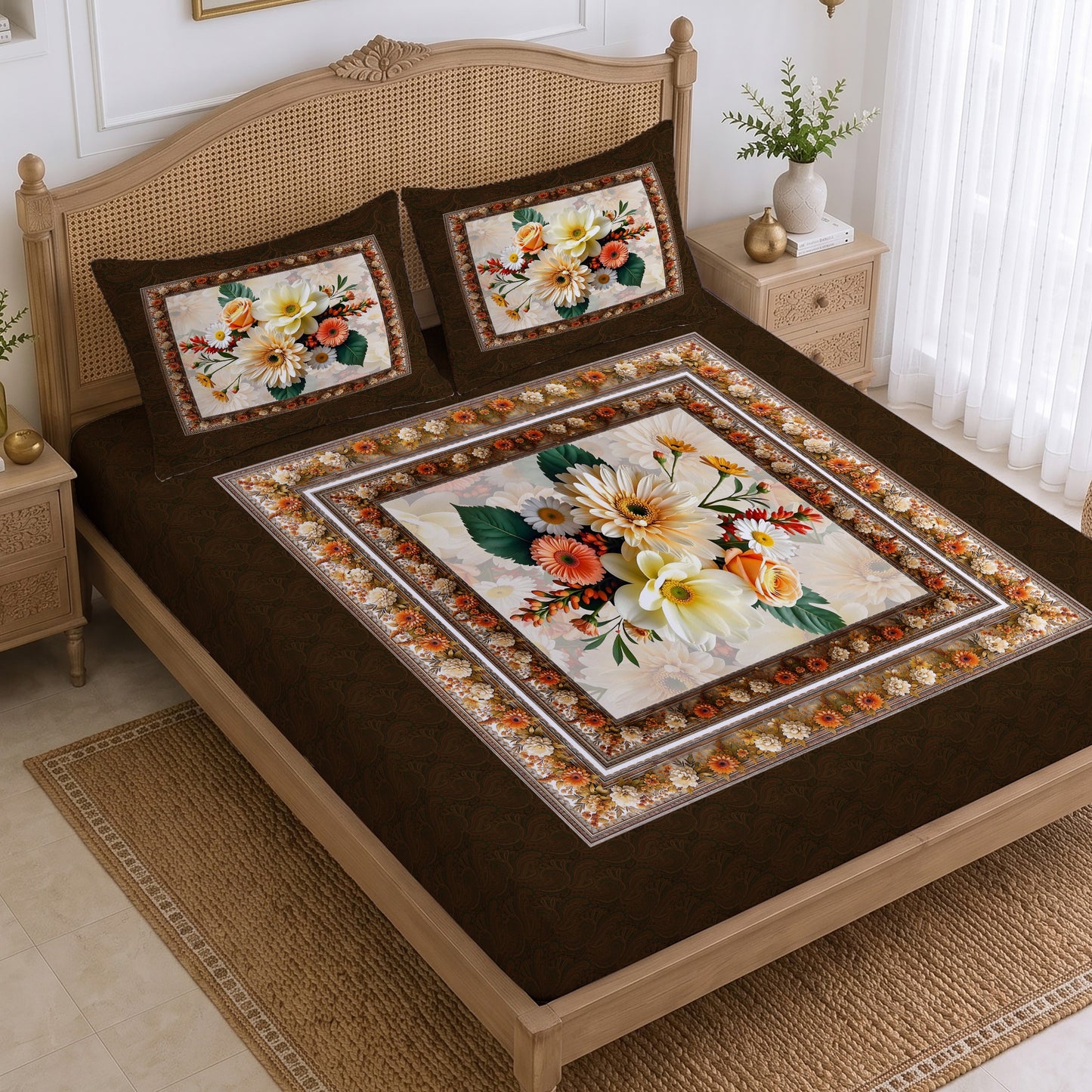 CHHAVI INDIA 210 TC Microfiber Printed King Size Bedsheet With 2 Pillow Covers (Copy)