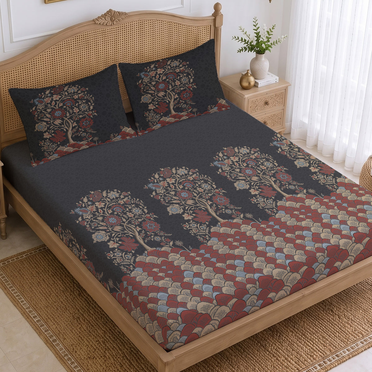 CHHAVI INDIA 210 TC Microfiber Printed King Size Bedsheet With 2 Pillow Covers