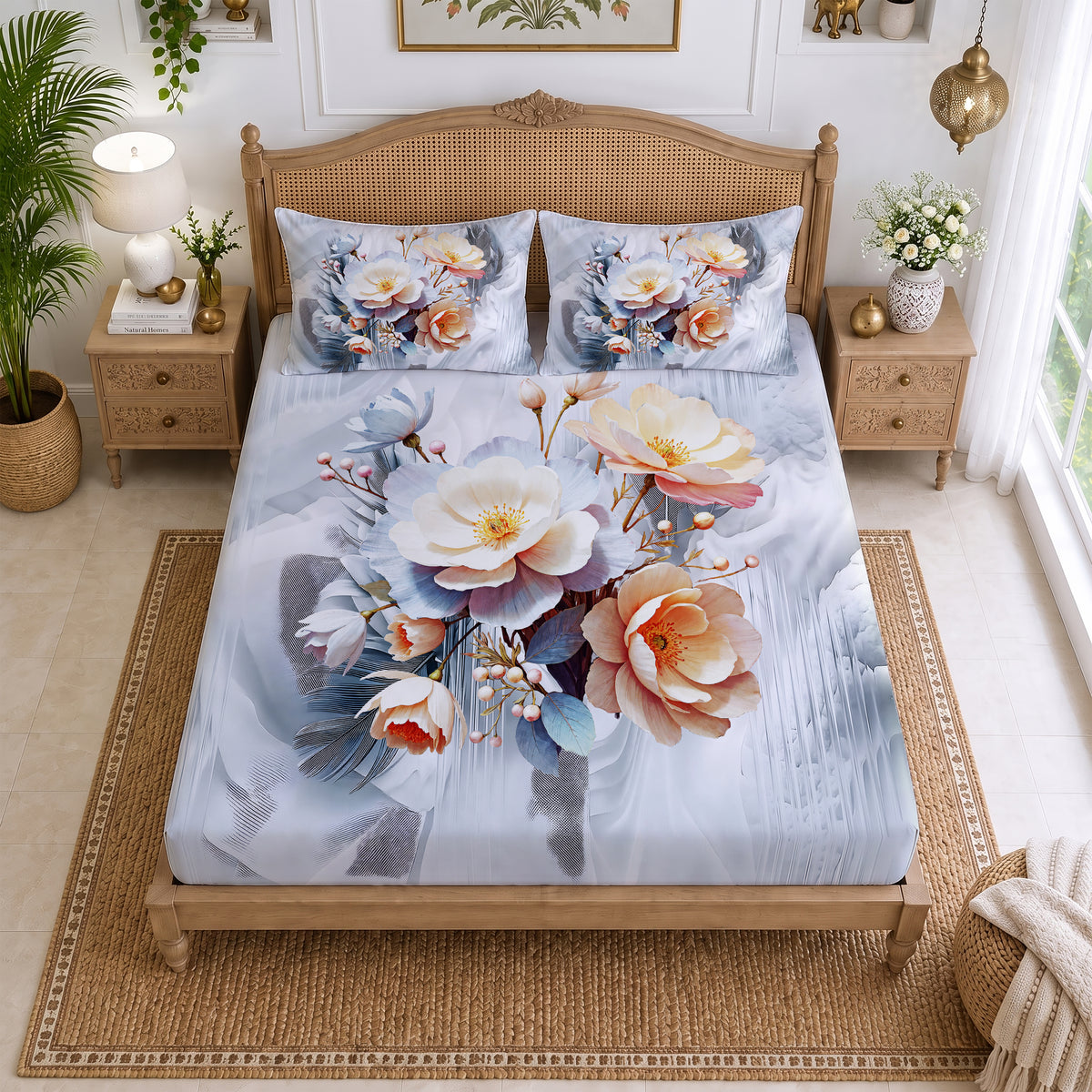 CHHAVI INDIA 210 TC Microfiber Printed King Size Bedsheet With 2 Pillow Covers