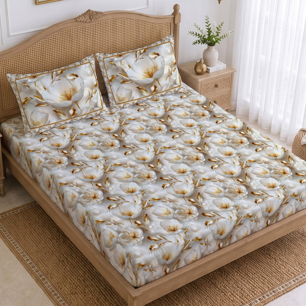 CHHAVI INDIA 210 TC Microfiber Printed King Size Bedsheet With 2 Pillow Covers