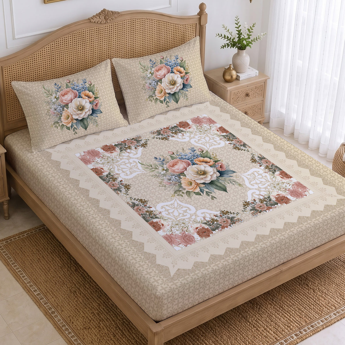 CHHAVI INDIA 210 TC Microfiber Printed King Size Bedsheet With 2 Pillow Covers