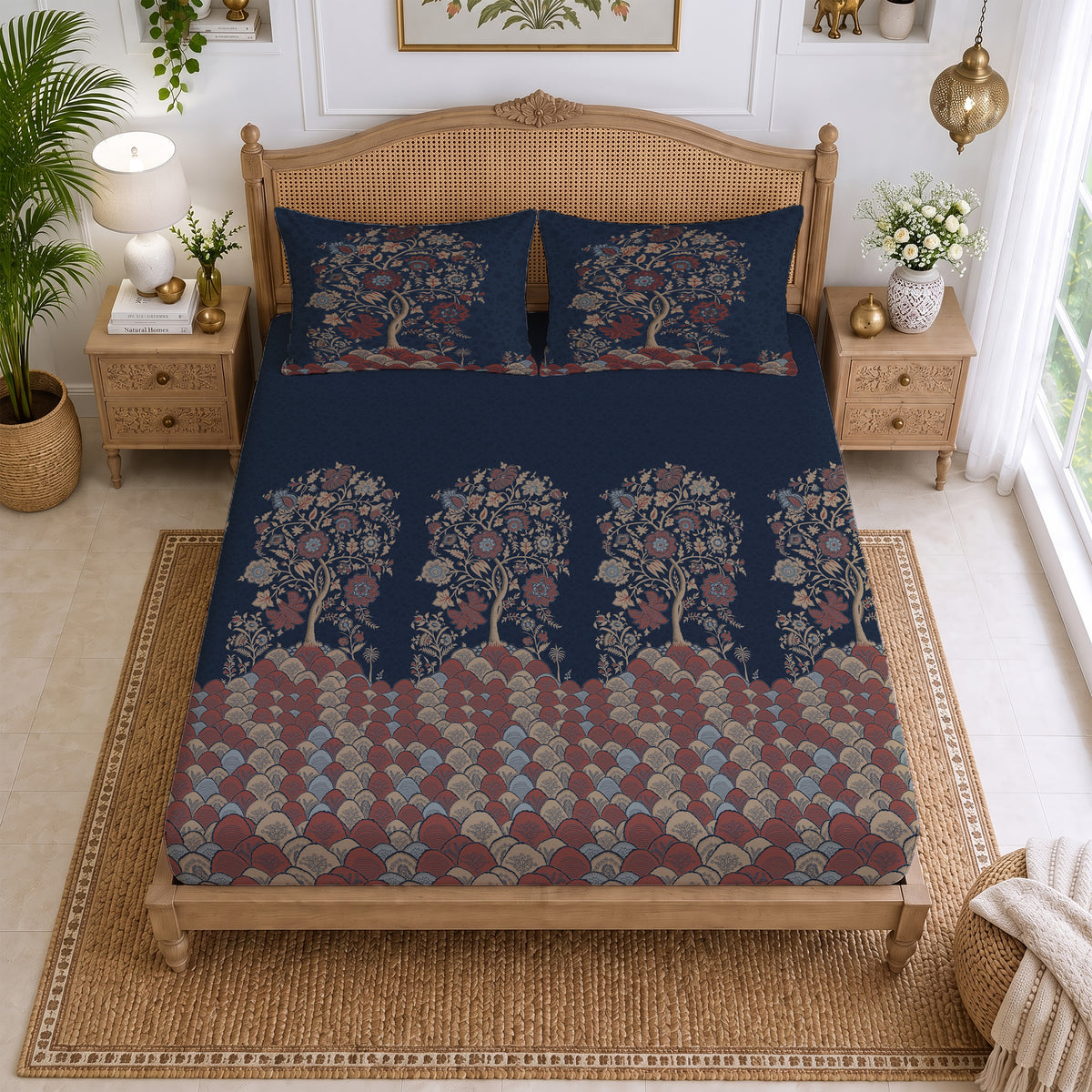 CHHAVI INDIA 210 TC Microfiber Printed King Size Bedsheet With 2 Pillow Covers
