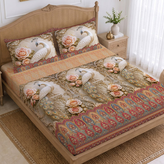 CHHAVI INDIA 210 TC Microfiber Printed King Size Bedsheet With 2 Pillow Covers