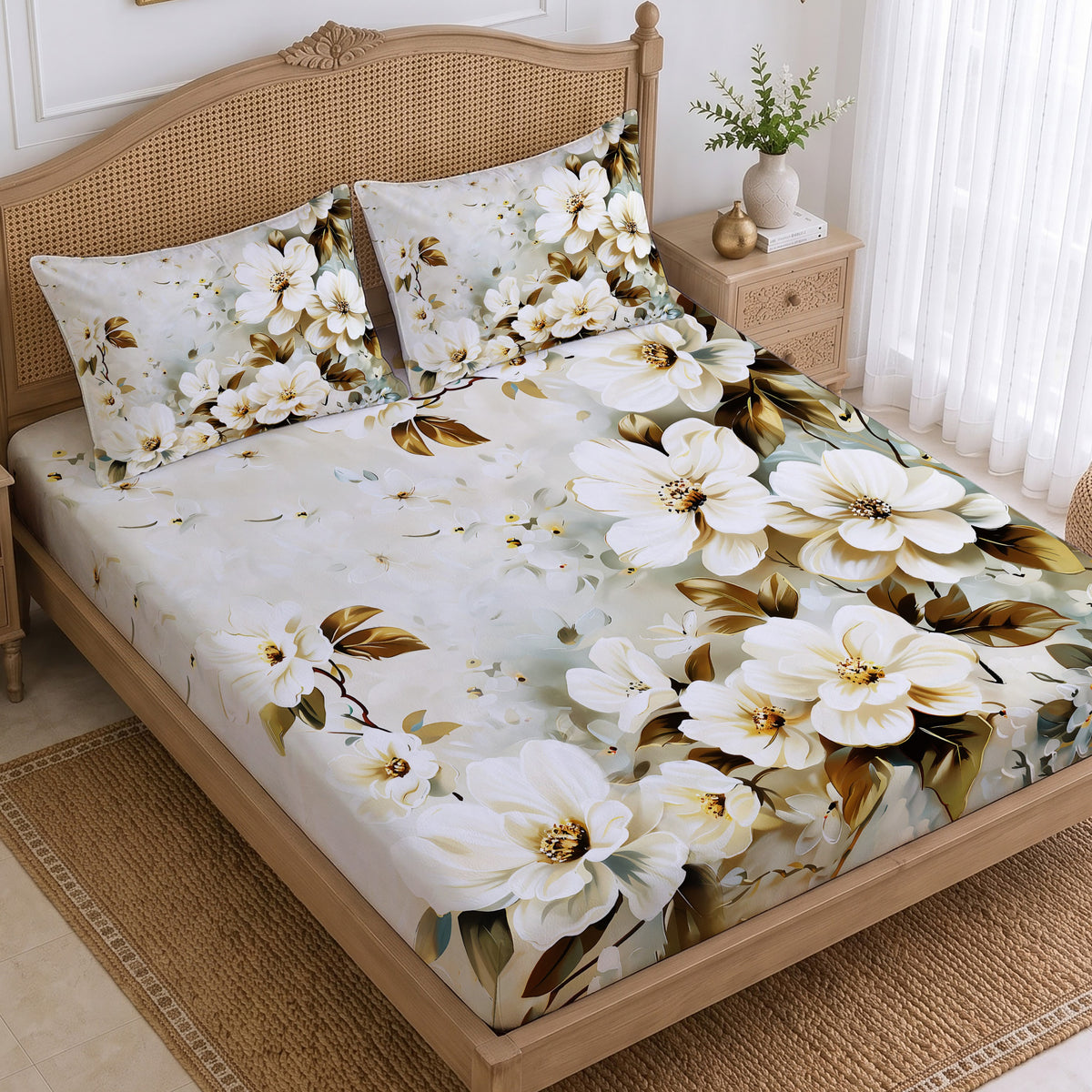 CHHAVI INDIA 210 TC Microfiber Printed King Size Bedsheet With 2 Pillow Covers