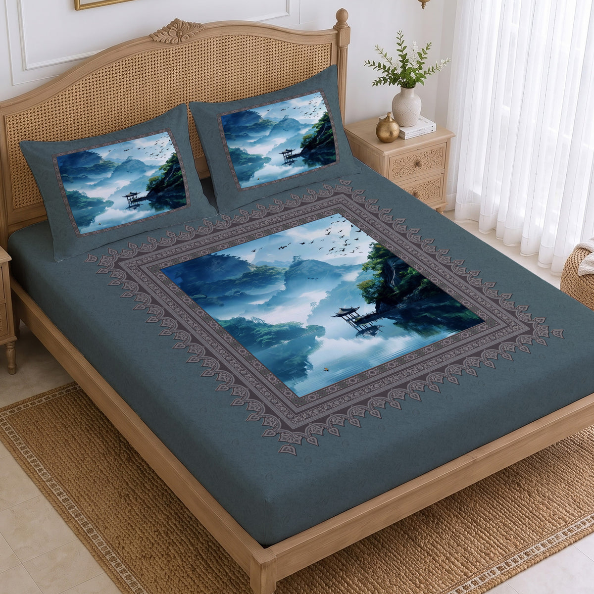 CHHAVI INDIA 210 TC Microfiber Printed King Size Bedsheet With 2 Pillow Covers