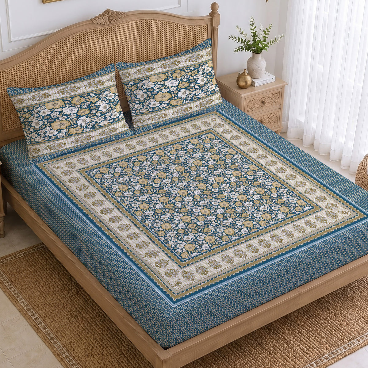 CHHAVI INDIA 210 TC Microfiber Printed King Size Bedsheet With 2 Pillow Covers