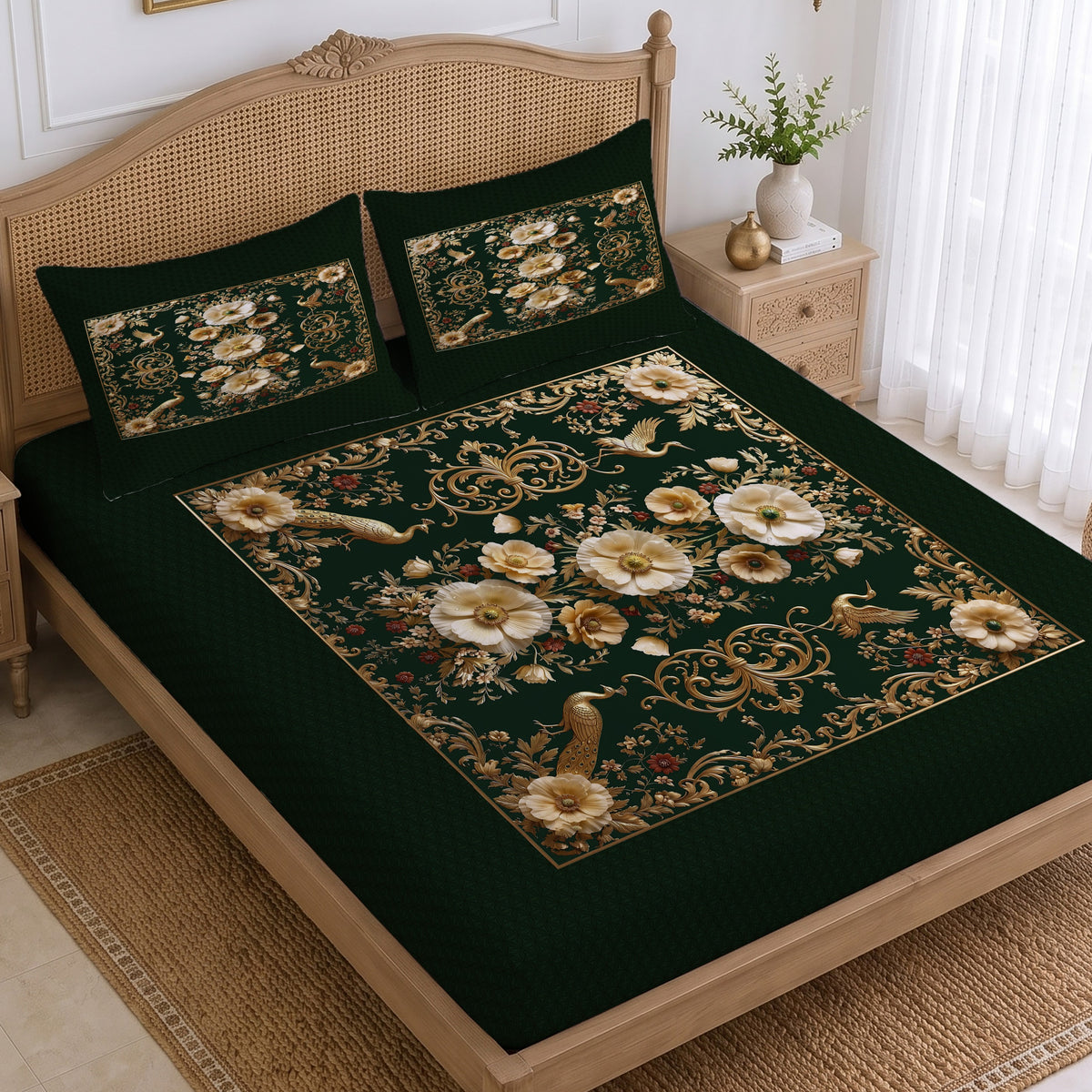 CHHAVI INDIA 210 TC Microfiber Printed King Size Bedsheet With 2 Pillow Covers