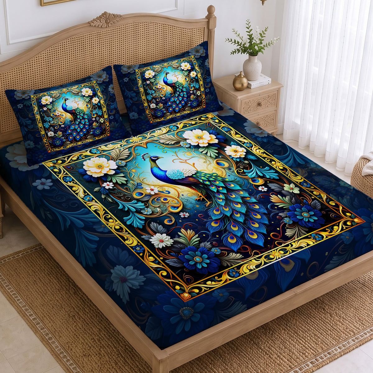 CHHAVI INDIA 210 TC Microfiber Printed King Size Bedsheet With 2 Pillow Covers